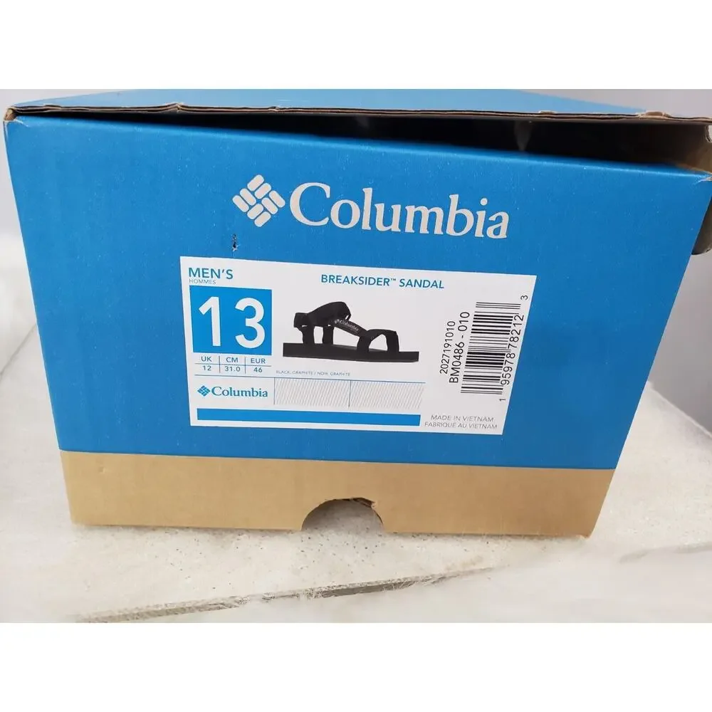 NEW Columbia Size 13 Breaksider Hiking Walking Ankle Strap SOLID‎ BLACK Sandal